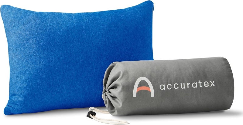 ACCURATEX وسادة تخييم - غطاء قطن 100% قابل للتنفس، وسادة سفر قابلة للضغط من رغوة الذاكرة الممزقة، ملحقات التخييم والسفر - وسادة صغيرة للتخييم، أساسيات النوم - Image 1